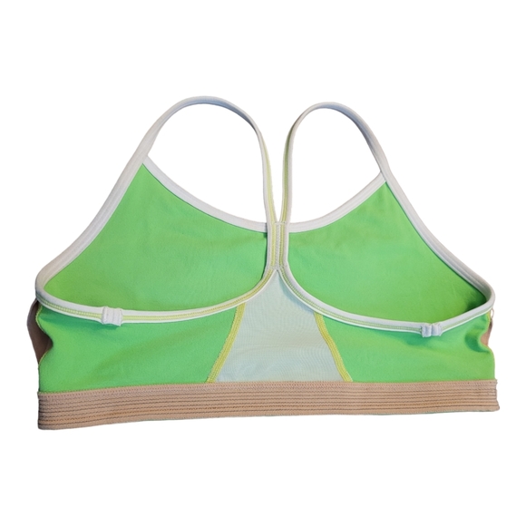 Lululemon Flow Y Bra IV Neon Green White Size 8 Racerback Sports Bra EUC - Picture 9 of 16